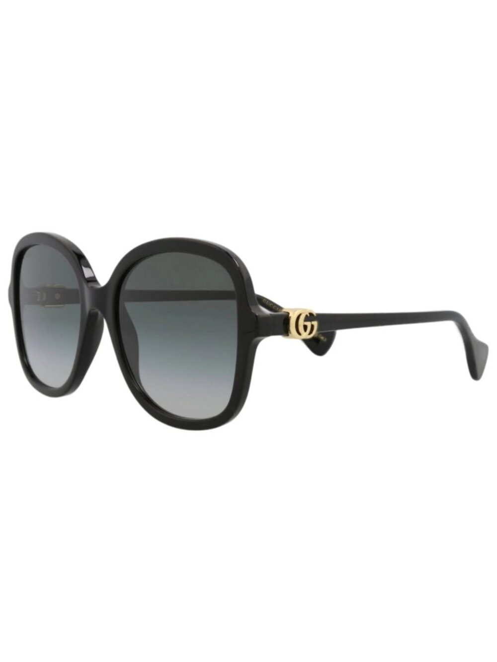 New Gucci Women's Sunglasses Round Oval Acetate Frame Black Black Grey